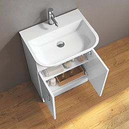 Bathroom Vanity Unit with Comite Basin Gloss White 520mm x 424mm x 806mm