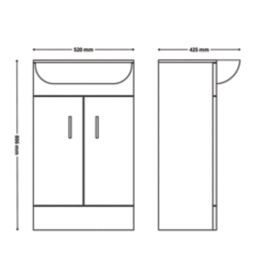 Bathroom Vanity Unit with Comite Basin Gloss White 520mm x 424mm x 806mm