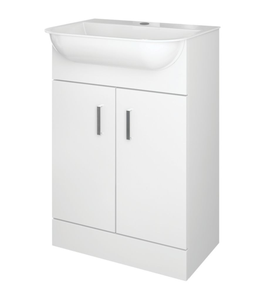 Bathroom Vanity Unit with Comite Basin Gloss White 520mm x 424mm x ...