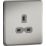 Knightsbridge  13A 1-Gang Unswitched Socket Brushed Chrome with Grey Inserts