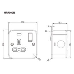 Knightsbridge   13A 1-Gang DP Switched Metal Clad Socket with Neon with White Inserts