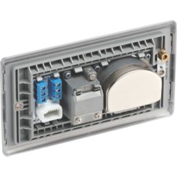 British General Nexus Metal 2-Gang Quadruplex TV Socket Brushed Steel