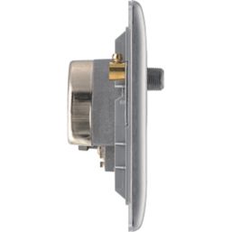 British General Nexus Metal 2-Gang Quadruplex TV Socket Brushed Steel