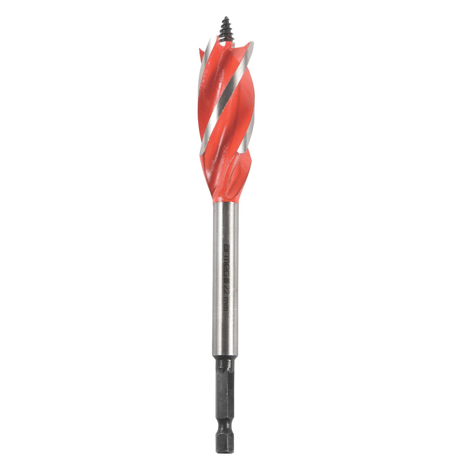 Armeg Wood Beaver Hex Shank 4-Flute Auger Wood Drill Bit 22mm x 165mm (67835)