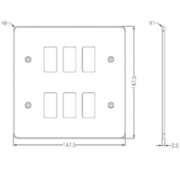 Knightsbridge  6-Module Grid Faceplate Polished Chrome