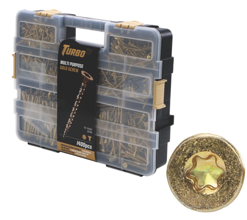 Turbo TX TX Double-Countersunk Multipurpose Screw Trade Case 1400 Pack ...