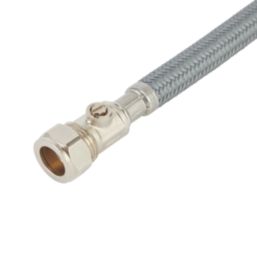 Flomasta Straight Flexible Compression Hose with Isolating Valve 15mm x 3/4" x 300mm
