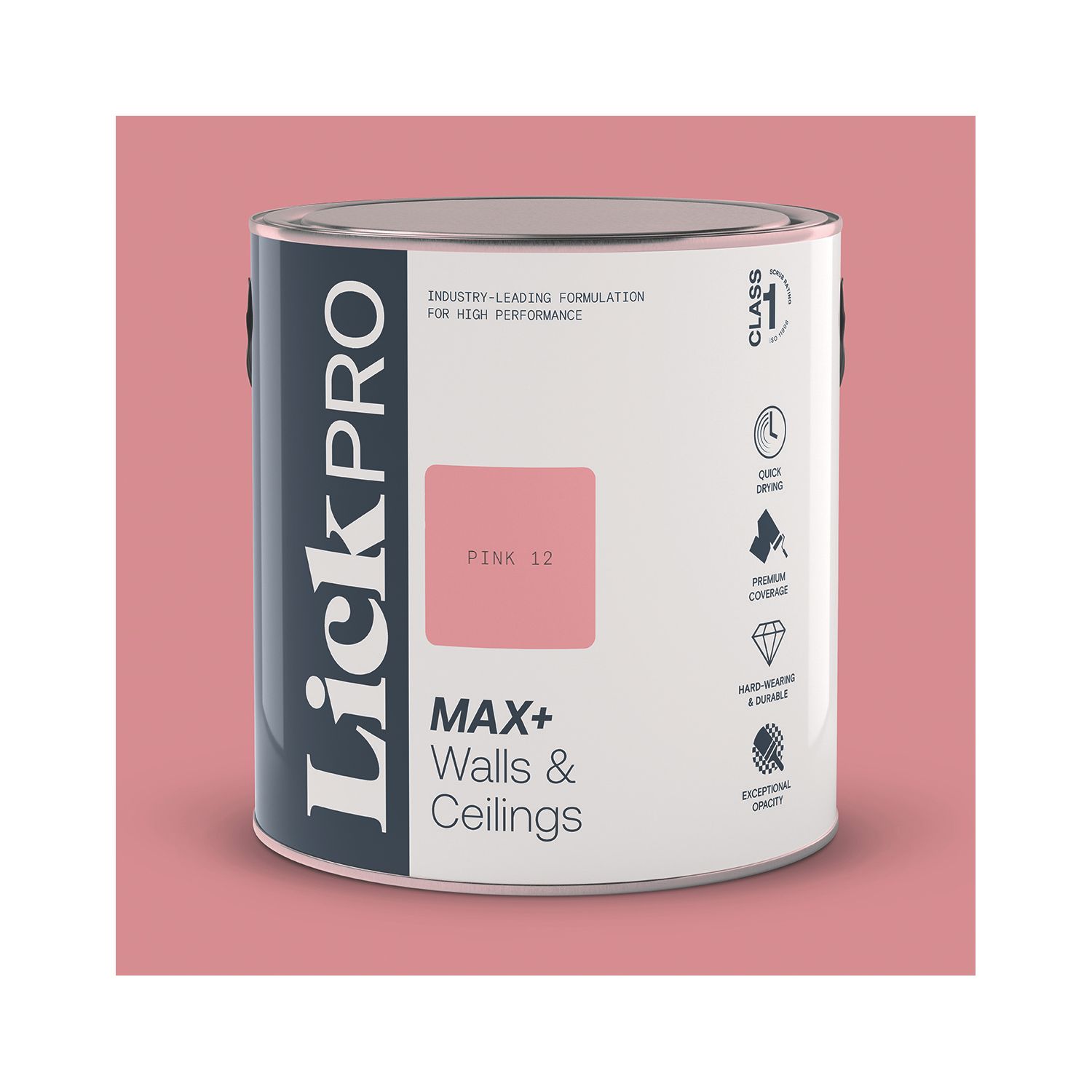 LickPro Max+ 2.5Ltr Pink 12 Matt Emulsion Paint (678JY)