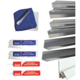 Splashwall  Installation Kit Polished Silver 8 Piece Set