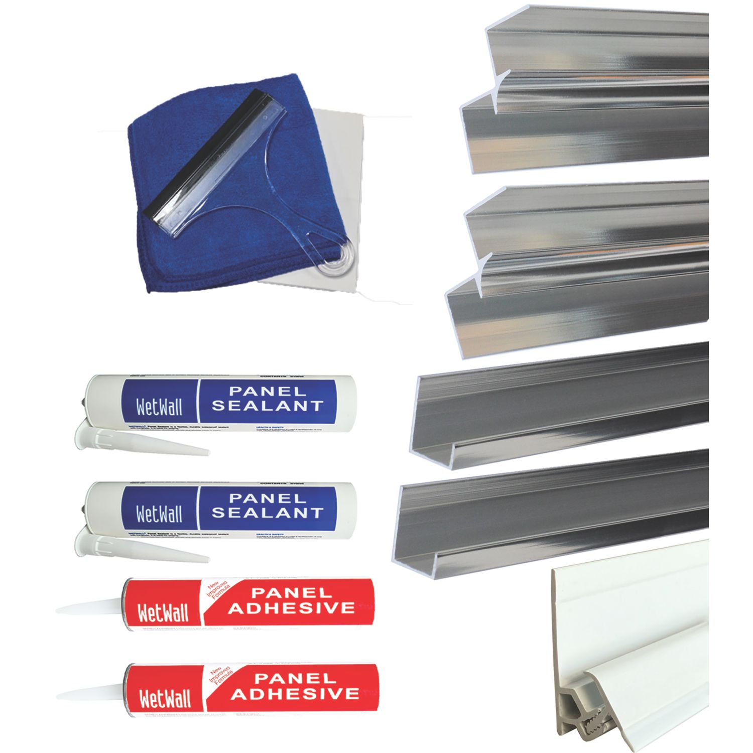Splashwall Installation Kit Polished Silver 8 Piece Set (678KU)