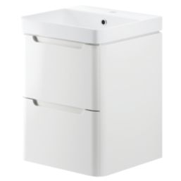 Wall-Hung Vanity Unit & Basin Gloss White 500mm x 460mm x 662mm