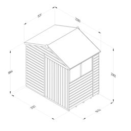 Forest Beckwood 7' x 5' (Nominal) Apex Shiplap Timber Shed with Base