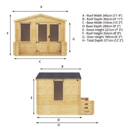Mercia Tongue & Groove 10' x 12' (Nominal) Apex Timber Log Cabin