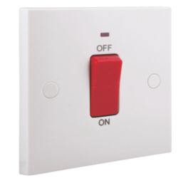 British General 900 Series 45A 1-Gang DP Cooker Switch White with Neon