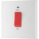 British General 900 Series 45A 1-Gang DP Cooker Switch White with Neon
