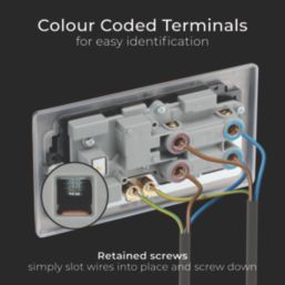 British General Nexus Metal 45A 2-Gang DP Cooker Switch & 13A DP Switched Socket Antique Brass with LED with Black Inserts
