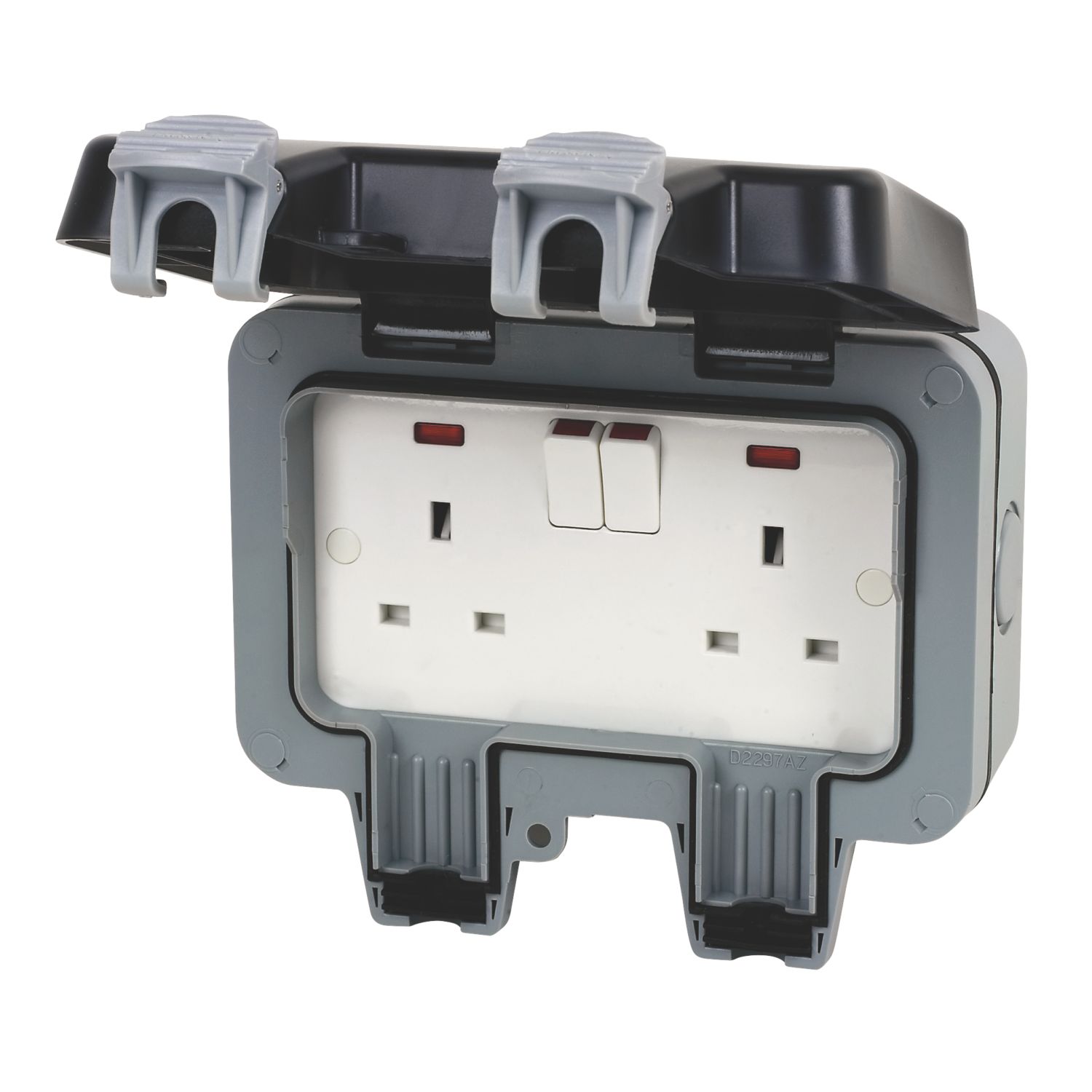 British General IP66 13A 2-Gang DP Weatherproof Outdoor Switched Socket (67928)