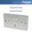 Hager Sollysta WRSS82BSW-USBAC 13A 2-Gang 2P+E Switched Socket + 3.1A 15.5W 2-Outlet Type A & C USB Charger Brushed Steel with White Inserts
