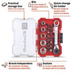 Einhell  1/4" Drive Ratchet Set 21 Pieces