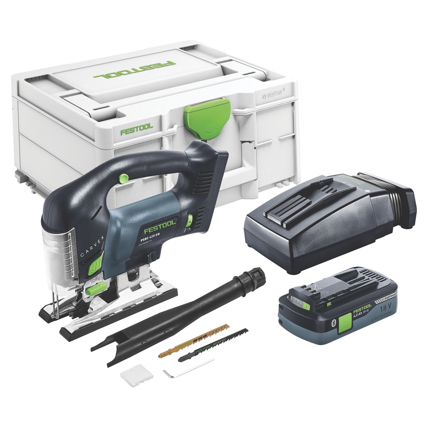 Festool PSBC 420 4.0 EBI-Plus Carvex 18V 1 x 4.0Ah Li-Ion Airstream Li-High Power Brushless Cordless Jigsaw (679HN)