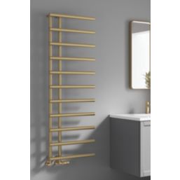 Reina 998mm x 500mm 1078BTU Brass Flat Designer Towel Radiator