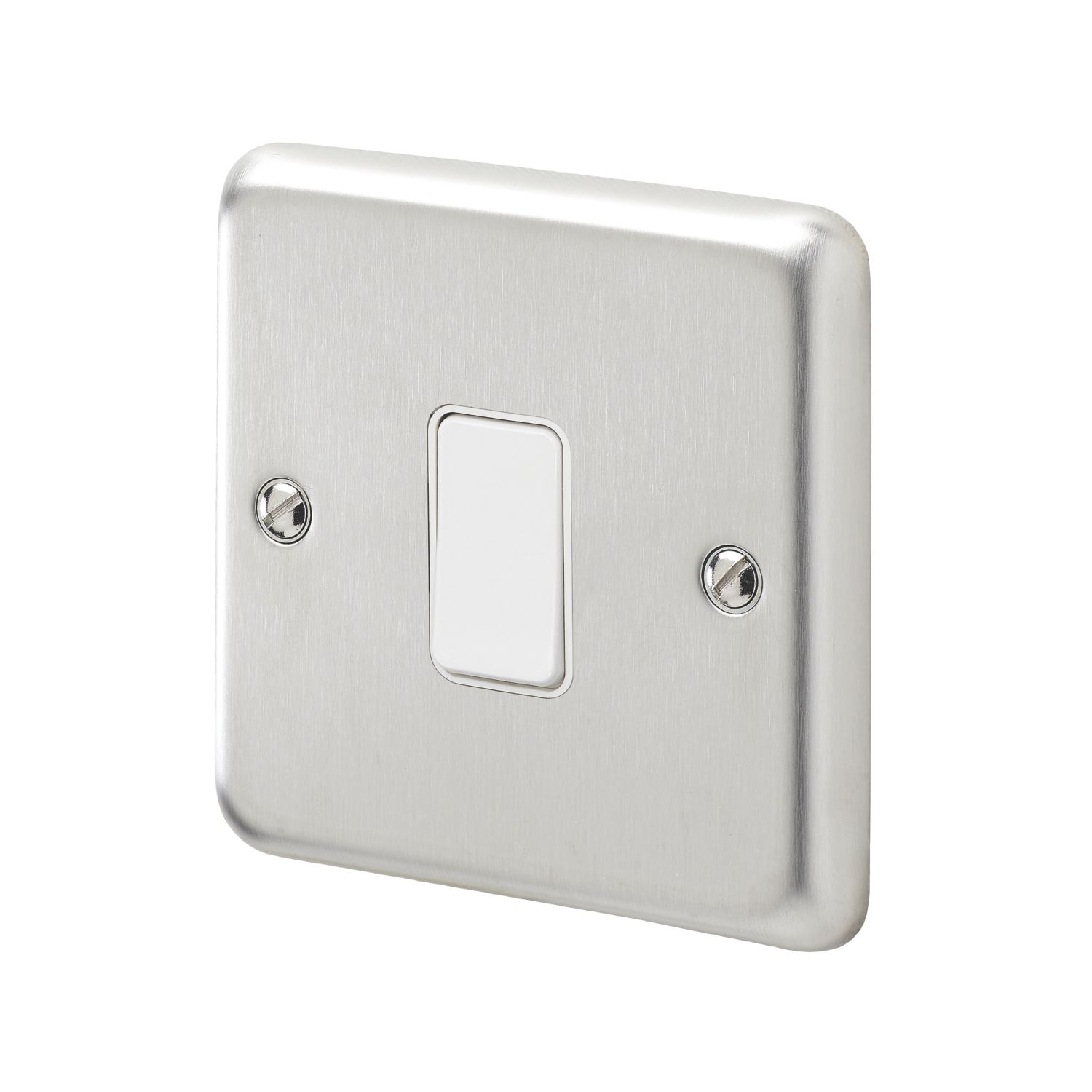 MK Contoura 10A 1-Gang Intermediate Switch Brushed Stainless Steel with White Inserts (679RG)