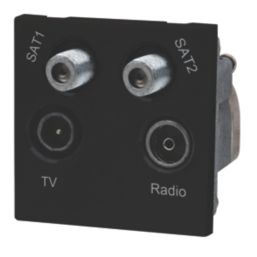 LAP  Quadruplex Modular Multimedia Socket Black