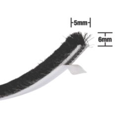 Stormguard Self-Adhesive Brush Pile Weatherstrips Black 5m 3 Pack