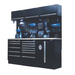 Bunker  Black 14 Piece Modular Storage Set with Steel Worktop