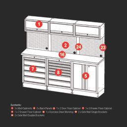 Bunker  Black 14 Piece Modular Storage Set with Steel Worktop