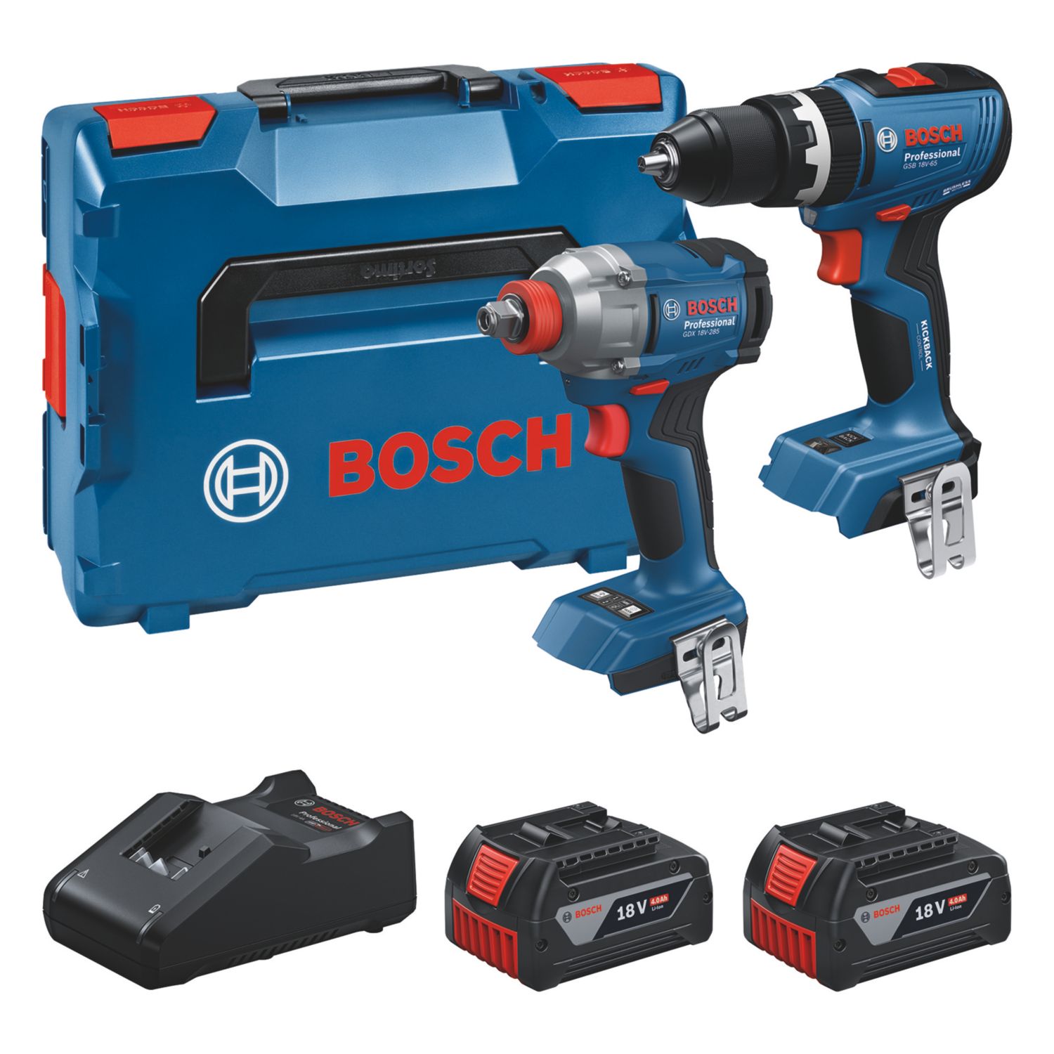 Bosch 18V 2 x 4.0Ah Li-Ion CoolPack Brushless Cordless Combi Drill & Impact Driver Twin Pack (680CY)