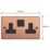 Varilight  13A 2-Gang 2-Pole Switched Socket Brushed Copper  with Black Inserts