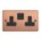 Varilight  13A 2-Gang 2-Pole Switched Socket Brushed Copper  with Black Inserts