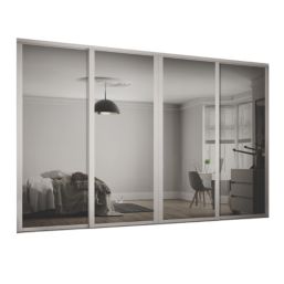 Spacepro Shaker 4-Door Sliding Wardrobe Door Kit Cashmere Frame Mirror Panel 2290mm x 2260mm