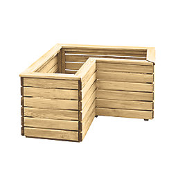 Forest Linear L-Shaped Garden Planter Natural Timber 800mm x 800mm x 443mm
