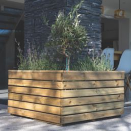 Forest Linear L-Shaped Garden Planter Natural Timber 800mm x 800mm x 443mm