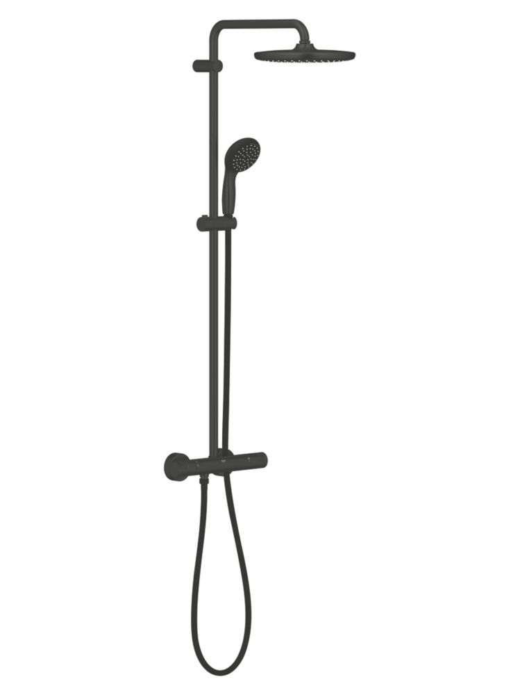 Grohe QuickFix Vitalio Start 250 HP Rear-Fed Concealed Matt Black Thermostatic Shower System - 5