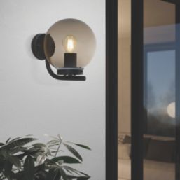 Eglo Taverna Outdoor Wall Light with Smoked Plastic Globe Black