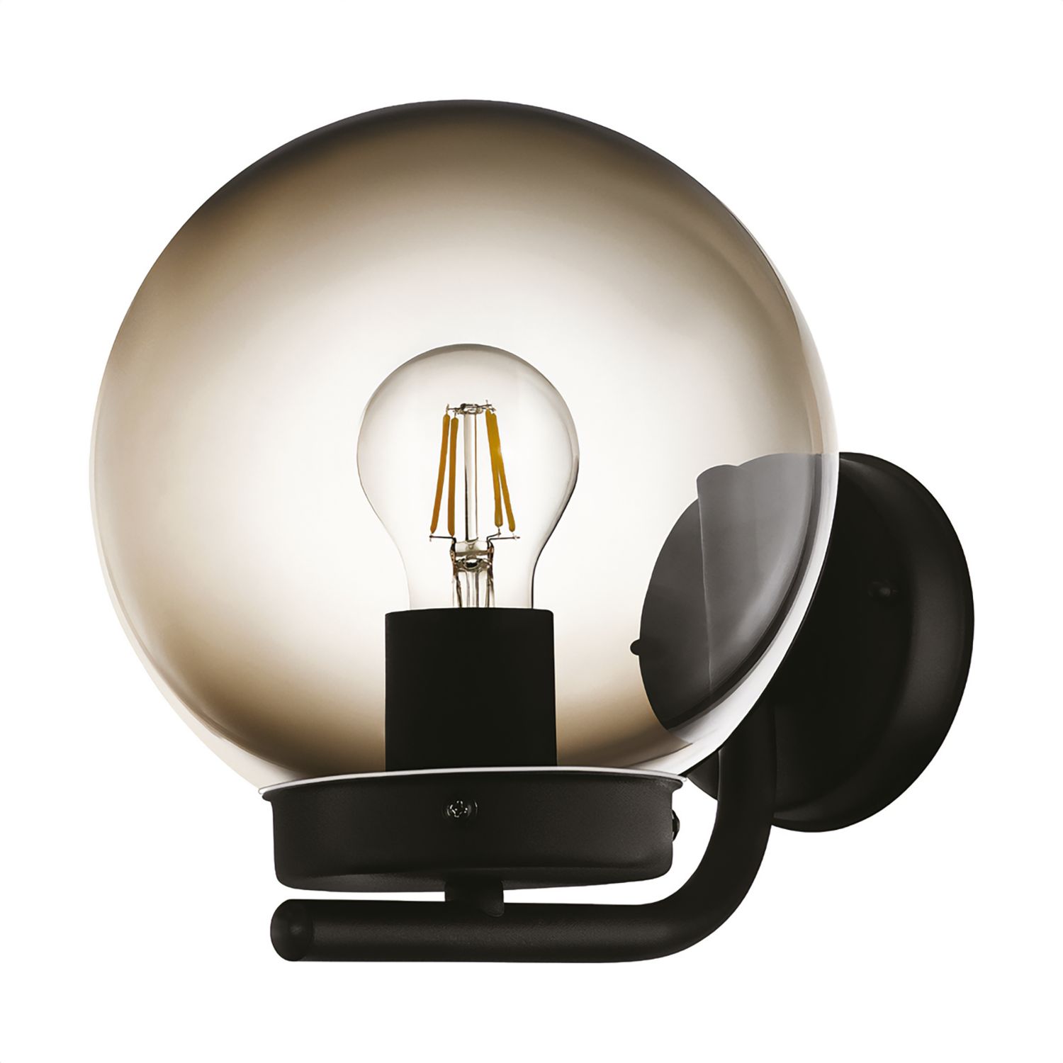 Eglo Taverna Outdoor Wall Light with Smoked Plastic Globe Black (680PL)