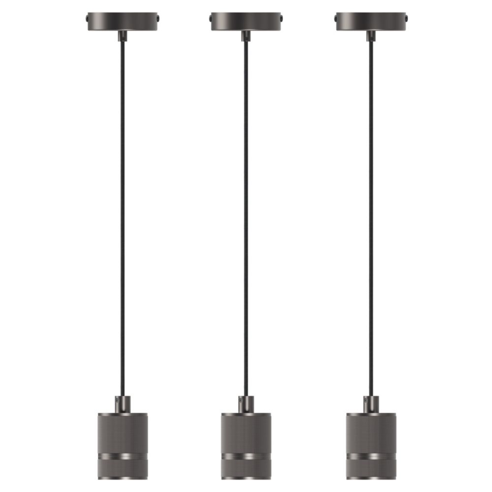 Calex Retro Pendant Ceiling Lights Gun Metal 3 Pack - Screwfix