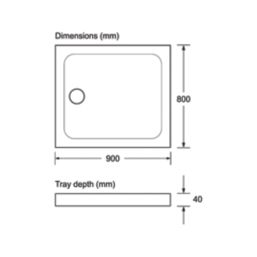 Mira Flight Safe Rectangular Shower Tray White 900mm x 800mm x 40mm