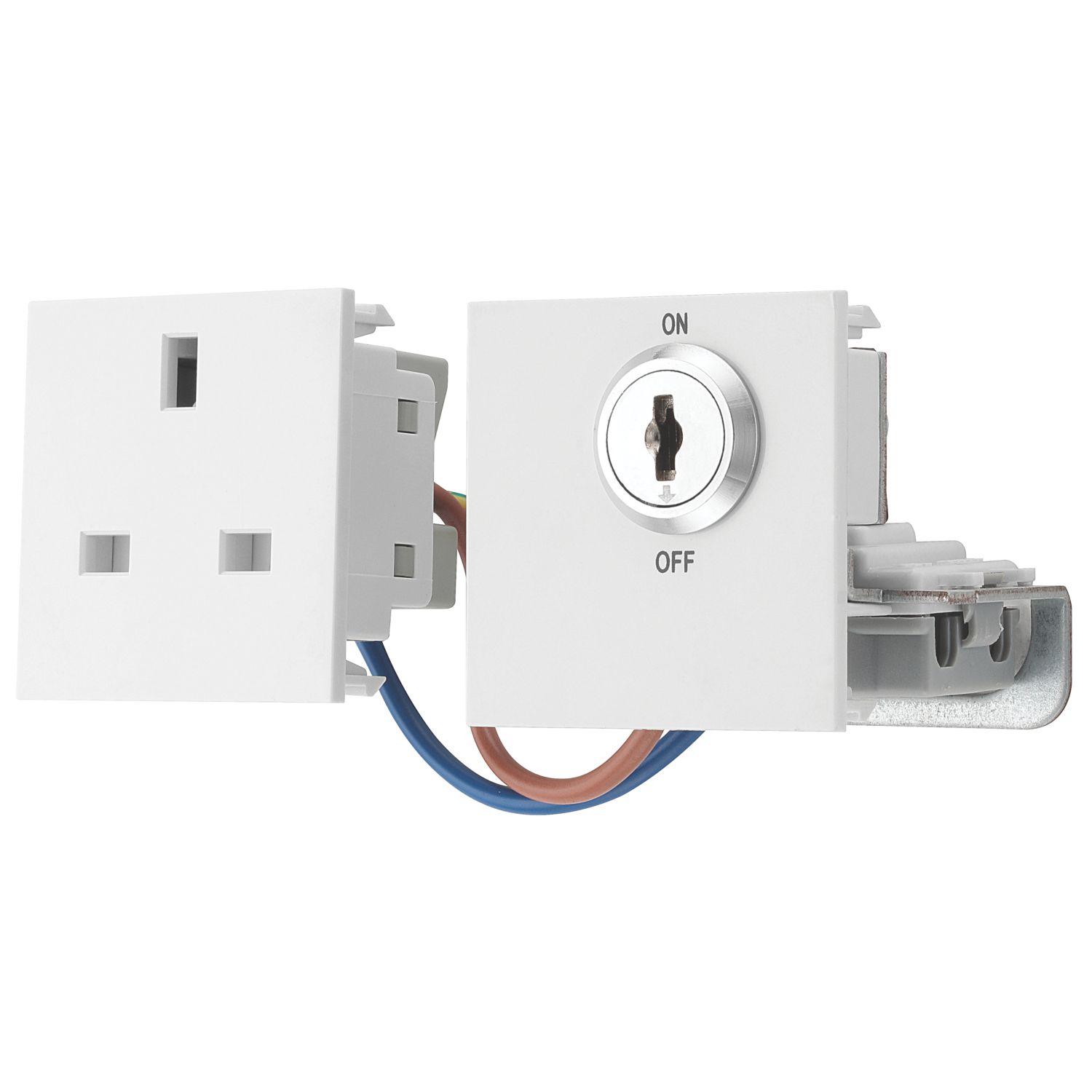 British General 13A Modular Key Switch Switched Socket White (680XF)
