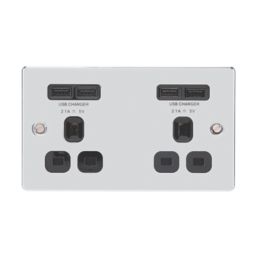 LAP 13A 2-Gang Unswitched Socket + 4.2A 10.5W 4-Outlet Type A USB ...