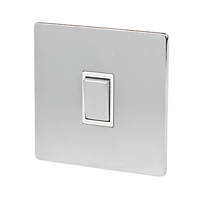 LAP  10AX 1-Gang 2-Way Light Switch  Brushed Chrome with White Inserts