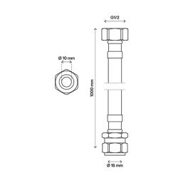 Essentials Flexible Tap Connector 15mm x 1/2" x 1000mm