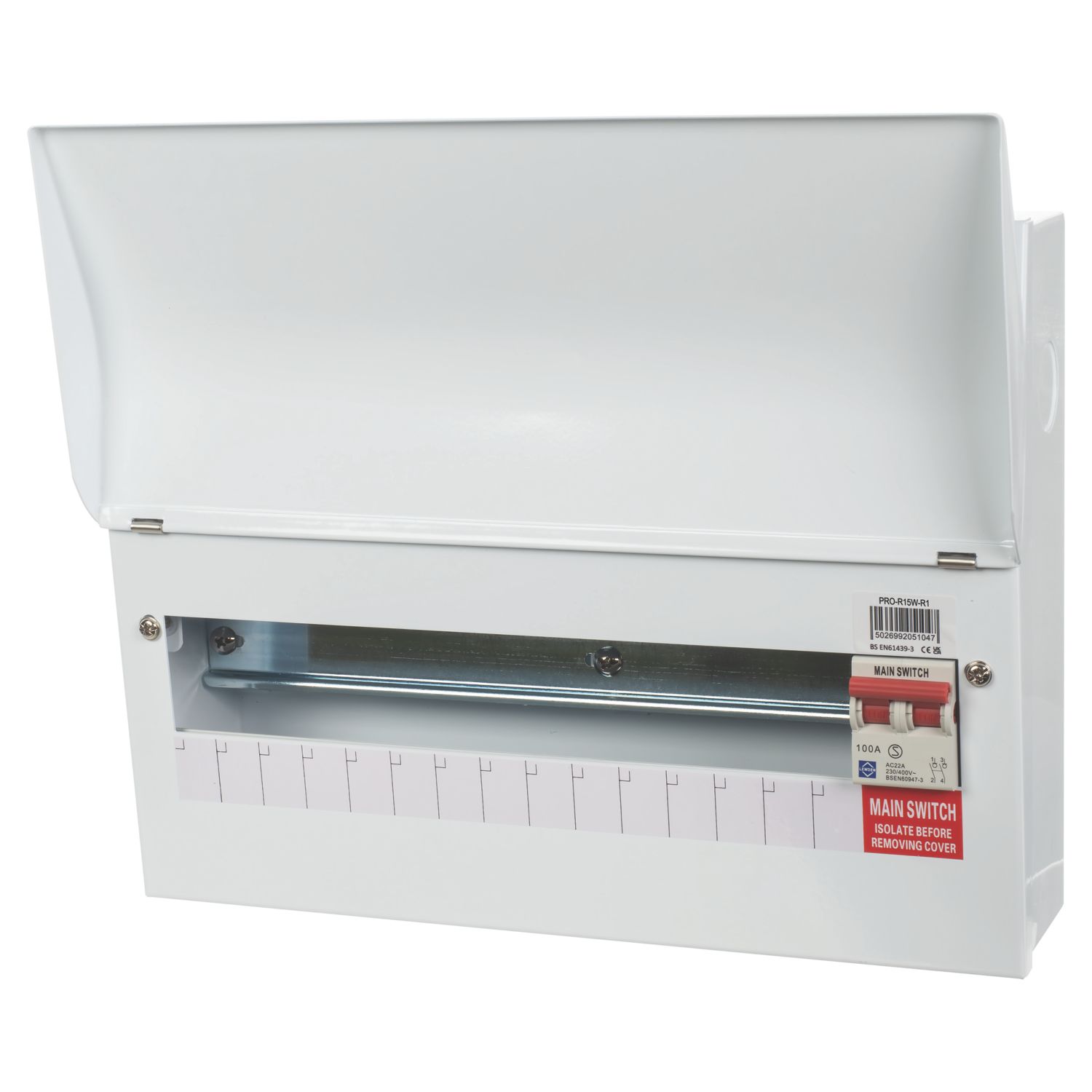 Lewden PRO-R15W-R1 17-Module 15-Way Part-Populated High Integrity Main Switch Consumer Unit (681AF)