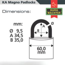 Burg-Wachter  Keyed Alike    Padlocks Brass 60mm 5 Pack