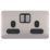Schneider Electric Lisse Deco 13A 2-Gang SP Switched Plug Socket Brushed Stainless Steel  with Black Inserts