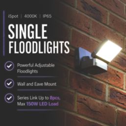 Brackenheath iSpot Swivel Outdoor LED Floodlight Black 8W 1050lm