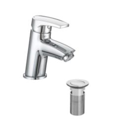 Bristan Orta Chrome-Plated 130mm Standard Lever Mono Basin Mixer Tap  With Clicker Waste